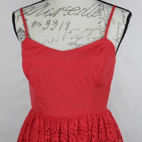 Gianni Bini GB |  Lace Spaghetti Strap Fit & Flare Mini Dress Red | Size M - Picture 3 of 11